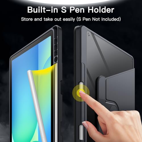 Image of JETech Rotating Cover Case for Samsung Galaxy Tab S10 FE Plus /S10 FE+ 13.1-Inch with S Pen Holder, 360 Degree Rotation Protective Stand Cover Clear Back, Auto Wake /Sleep (Grey)