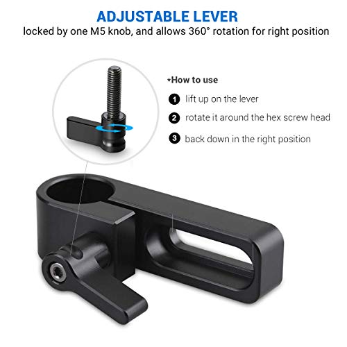 Image of SMALLRIG Single 15mm Rail Clamp Mount Rod Clamp with Long Hole on Plate /Cage /Handle for Rod Extension - 1549