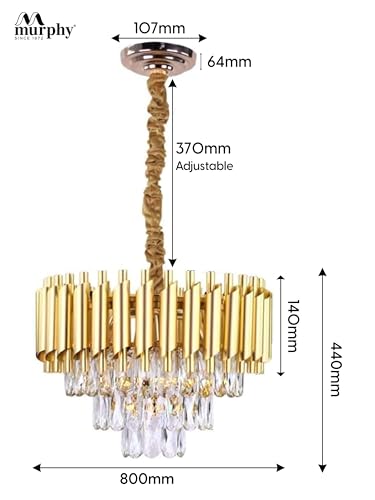 Image of Murphy Radiance 800mm Golden Crystal Pendant Light | Modern Round Ceiling Chandelier for Living Room, Bedroom & Hall (Antique Gold, 3-in-1 LED Plate - Warm White, Natural White, Cool White, Pack of 1)