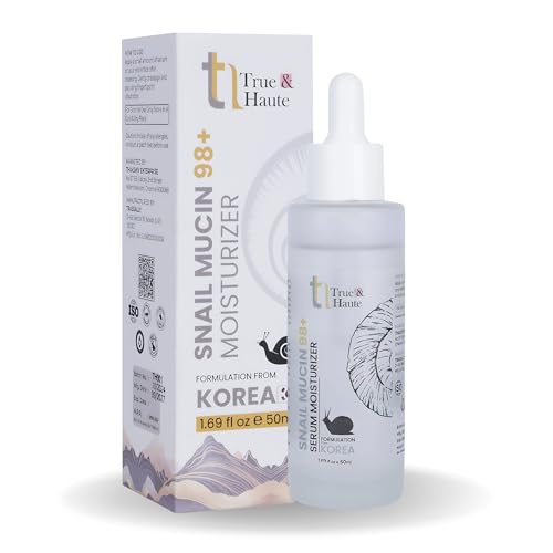 True & Haute Snail Mucin 98+ Power Repairing Essence 1.69 fl.oz 50ml, Korean Skincare, Hydrating Serum for Face with Snail Secretion Filtrate for Dull Skin & Fine Lines