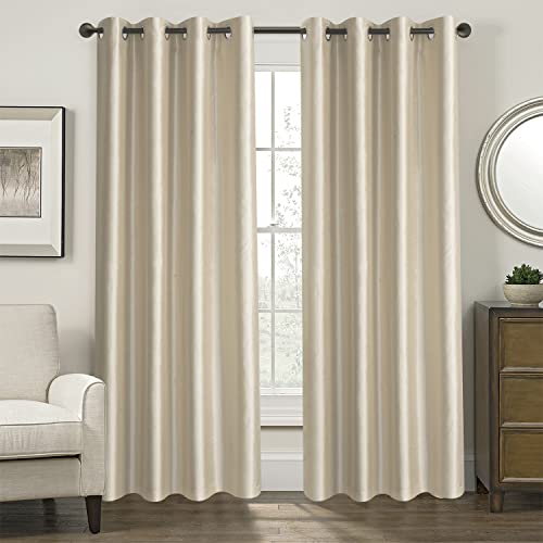 Image of GYROHOME Extra Long Curtains 120 Inch Long for Loft,Faux Silk Room-Darkening Blackout Curtains (Beige Liner) Fully Lined Solid Window Treatment Drapes (2Panel,52x120inch,Light Glod)