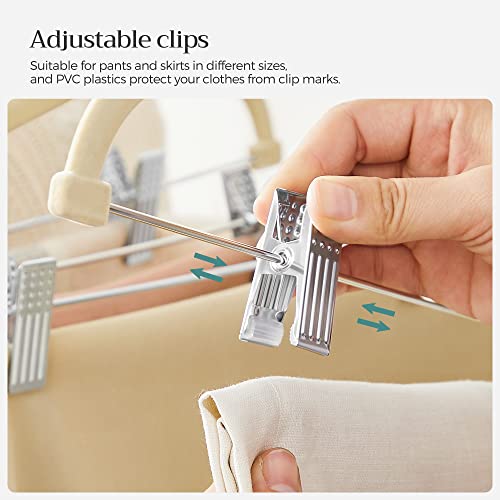 SONGMICS-30-Pack-Pants-Hangers-167-Inch-Long-Velvet-Hangers-with-Adjustable-Clips-Heavy-Duty-Non-Slip-Skirt-Hangers-Space-Saving-for-Pants-Skirts-Coats-Dresses-Sandy-Beige-UCRF012M30