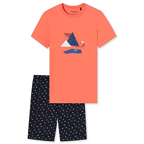 Pyjama court garçon Schiesser en coton biologique orange papaye pour enfant de 10 ans