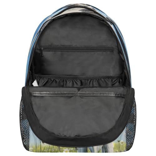 Cute Cow Daisy Flower Kids Backpack, Lightweight School Bookbag Large Capacity Laptop Backpack Water Resistant Daypack Shoulder Bag for Teenager Boys Girls3