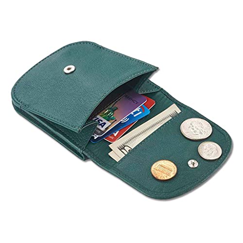 Taxi Wallet® TW03-DRAGONFLY - Soft Leather (Green) - Compact, Front Pocket Folding Wallet - For Cards, Coins, Bills, ID (Men & Women)3