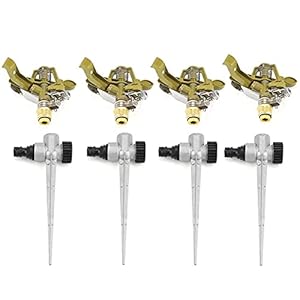Gazon aardingssproeier 4 stks metalen pulserende sprinkler 360 graden rotatie gazon water geven sprinklers met spike…