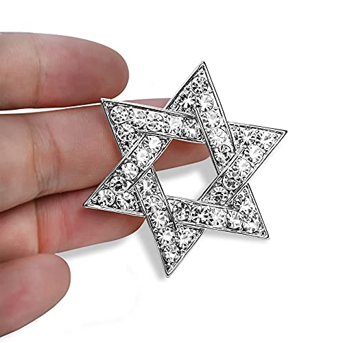 Image of Sparkle Crystal Star of David Brooch Pin Rhinestone Star Bouquet Brooch Pin Lapel Pins Spiritual Brooch Badge