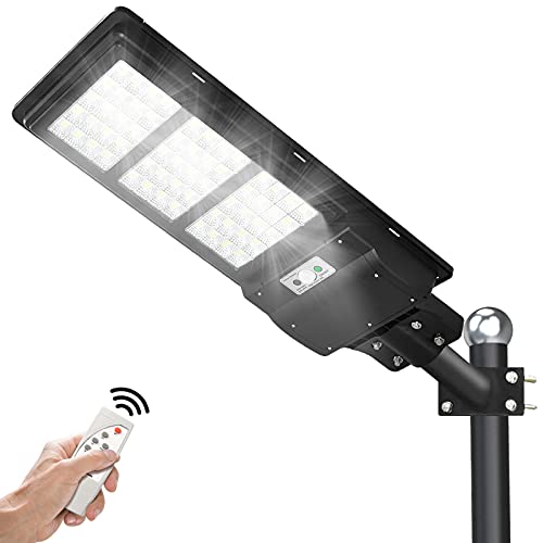 eTzone 200W Solar LED Street Lights 30000LM 6000K 240 LED Solar Street Lamp Outdoor with Motion Sensor Remote Control Solar Parking Lot Lights for Park, Street, Garage, Patio, Garden, Driveway