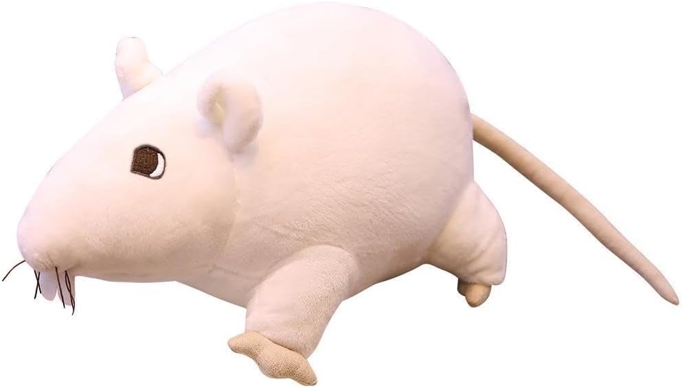7inch Rat Plush Pillow, Rat Stuffed Animal Plushie Toy for Kids Girls Boys, Birthday Gifts Room Decorations (White)