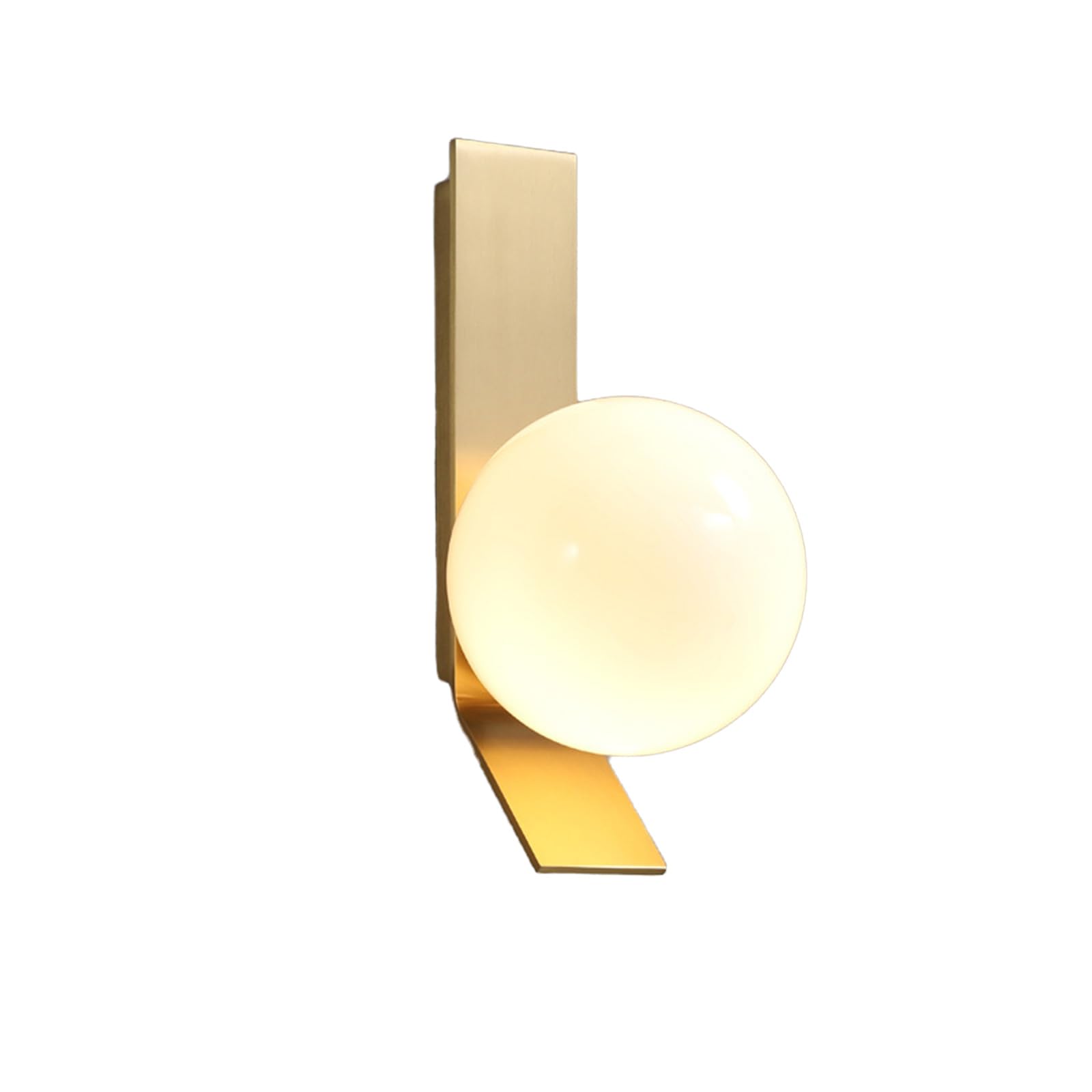 S-Cevada Modern Minimalist Brass Wall Lamp with Spherical Glass Shade, Soft Light, Slanted Base for Bedroom, Living Room, Dining Room, and Hallway, Compatible with G9 Bulb (Single-Head)
