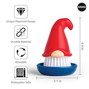 New! Beardy Gnome Dish Brush by Ototo - Dish Scrub Brush, Gnomes, Quirky Gifts, Dish Brush, Cute Kitchen Accessories, Funny Kitchen Gadgets, Vegetable Brush, Cute and Useful Gifts for Women New Beardy Gnome Dish Brush by Ototo Dish Scrub Brush Gnomes Quirky Gifts Dish Brush Cute Kitchen Accessories Funny Kitchen Gadgets Vegetable Brush Cute and Useful Gifts for Women