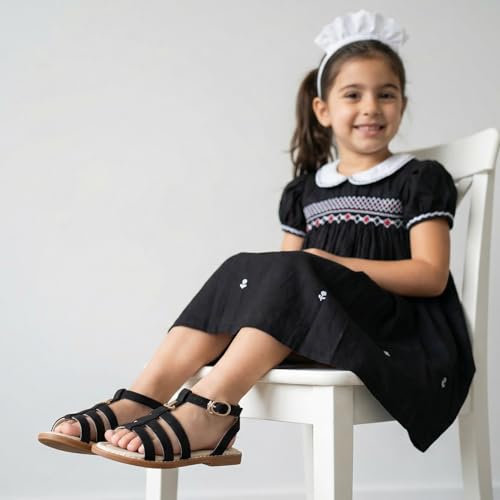 Image of Girls Gladiator Sandals with Adjustable Buckle Comfy Ankle Strappy Flat Shoes