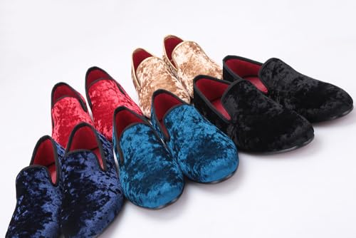 Santimon Men's Loafers & Slip-Ons Prom Party Dress Velvet Penny Loafers Fashion Tuxedo Wedding Casual Business Luxury Shoes Smoking Bar Disco Moccasins for Men Boy 5