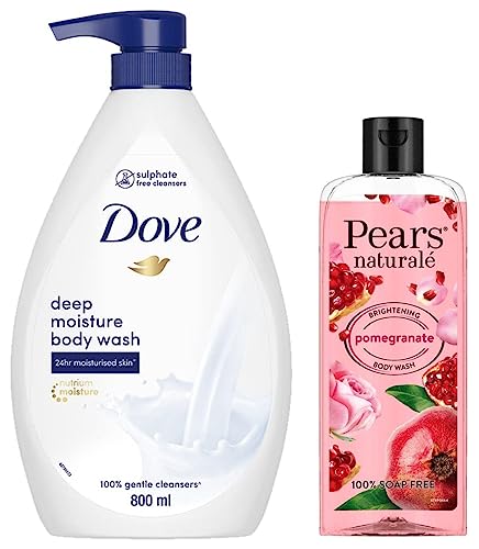 Image of Dove Deeply Nourishing Body Wash, 800 ml & Pears Naturale Brightening Pomegranate Bodywash, 250 ml