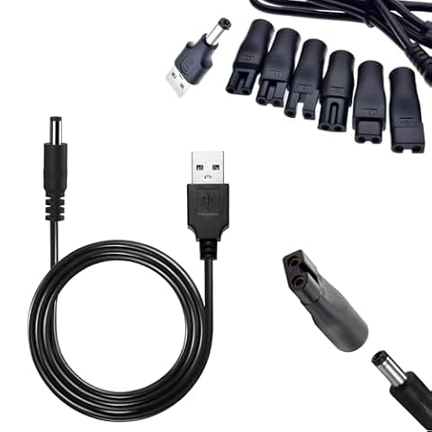 Kabel zasilający USB 5 V, ładowarka do golarki, kabel do ładowania, kompatybilny z USB, kabel zasilający USB, ładowarka do wszystkich rodzajów golarek, maszynek do włosów, oczyszczaczy powietrza i