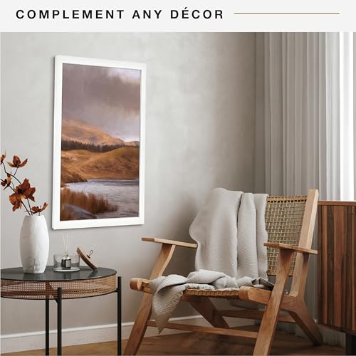 MCS Studio Gallery 18x24 Poster Frame White Woodgrain, Vertical & Horizontal Wall Hanging Large Picture Frame for Photos, Posters & Art Prints (1-Pack)