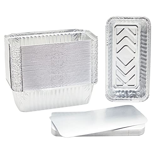 Limited Stock Aluminum Loaf Pans with Lids 8.5 x 4.5 (50 Pack) Disposable Foil Tins for Baking 2 Lb Bread