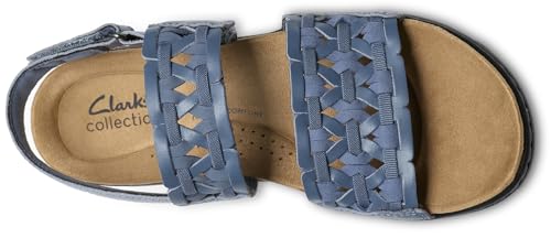 Clarks Clarks Women's Laurieann Lily Flat Sandal, Denim Blue Leather, 8