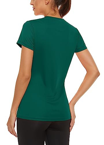 Magcomsen Moisture Wicking Shirts For Women Spf Shirt Short Sleeve Yoga Tops Quick Dry Hiking Tshirts Sun Protective Clothing Teal Shirts,M #TOP2