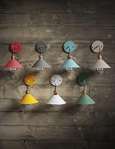 Image of Gray Plug in Wall Sconces Set of Two,Wall lamp with Plug in Cord of 2 for Bedroom Hanging Wall Lights E26 Edison Brass Bedside lamp Holder with Switch Frosted Paint Body