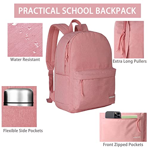 Image of SUPACOOL Casual Laptop Backpack for Men and Women, Backpack for College, USB Charging Port, Lightweight Pack Back(Pink)