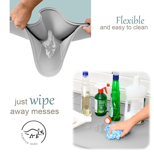 Image of The Original Under Sink Mat - Silicone Waterproof mat, Trimmable, Easy to Clean, Kitchen cabinet liner, Under sink protector mats, Drip Tray with Lip - 34 inch x 22 inch or smaller