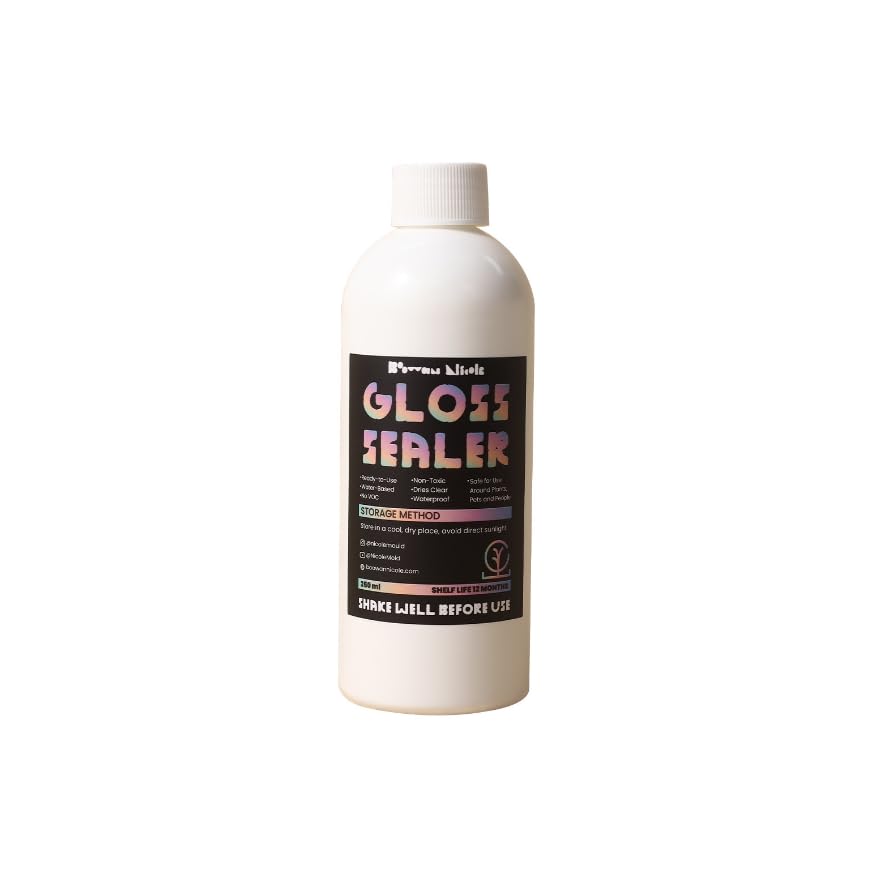 BOOWAN NICOLE Acryl Glanz Versiegelung/ Varnish,Antifading Lack Wasserfest Farbe fur Jesmonit Beton Gips Handwerk (250ML)
