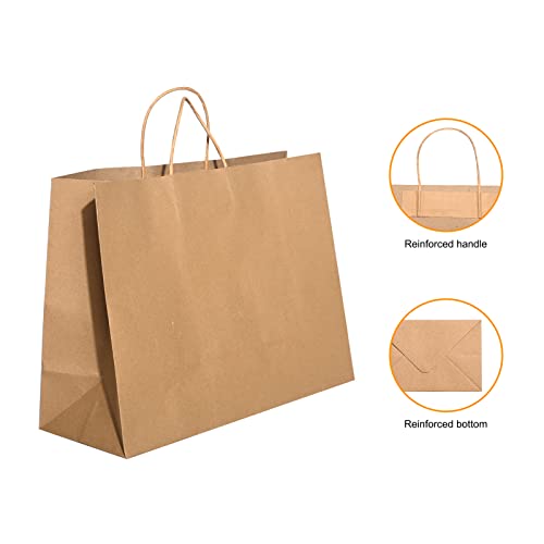 Brothersbox Large Brown Paper Bags With Handles 100Pcs Kraft Paper Bags With Handles Craft Gift Bags Bulk, 16*6*12 Inch Large Paper Bags Kraft Bags For Birthday Party Grocery Retail Shopping Business #TOP6