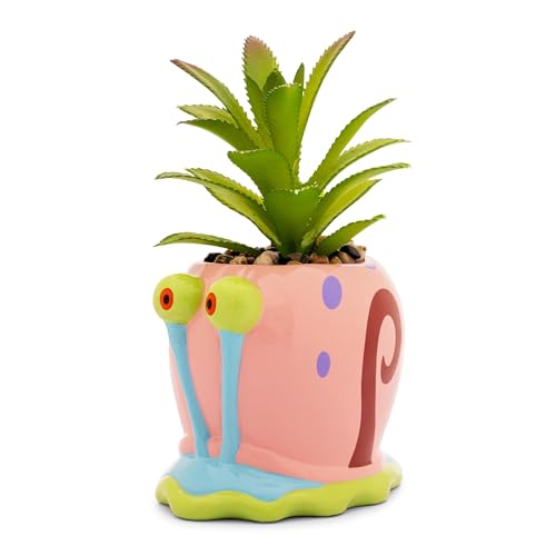 Silver Buffalo Nickelodeon Spongebob Squarepants Gary Mini Planter with Artificial Succulent