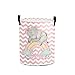 Custom Pink Ripple Elephant Laundry Basket with Name Text Waterproof Bedroom Living Room Storage Basket