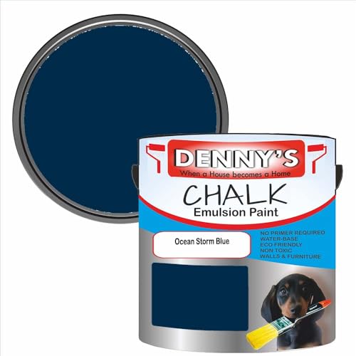 Premium Interior Wall & Furniture Chalk Paint – Ocean Storm Blue – Rich Matt Finish, Durable & Washable, Low Odour, Ideal for Living Rooms, Bedrooms & Hallways (1 Litre Tin)