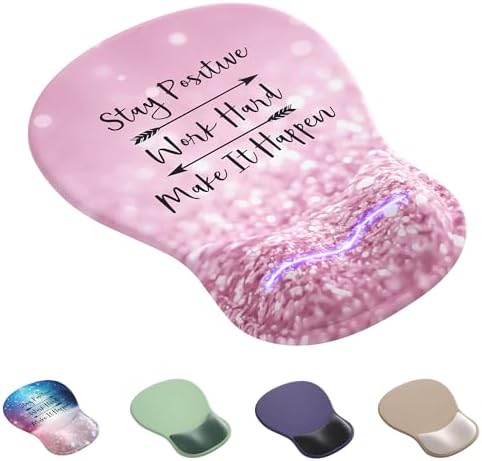 Ergonomic Mouse Pad with Wrist Rest,Cute Gel Mousepad Wrist Support - Small Mini Portable for Travel Mouse Pads for Desk Laptop,Computer,Office & Home Decor (Glitter Pink)