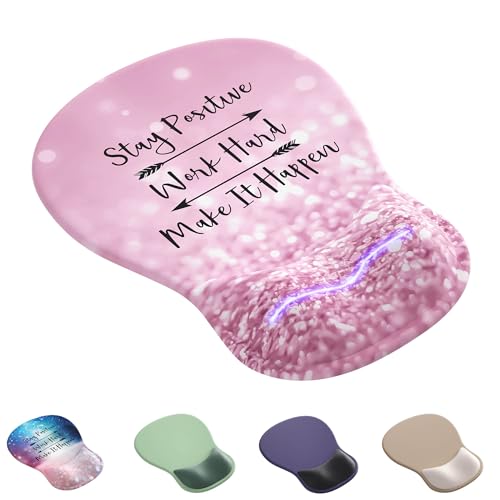 Ergonomic Mouse Pad with Wrist Rest,Cute Gel Mousepad Wrist Support - Small Mini Portable for Travel Mouse Pads for Desk Laptop,Computer,Office & Home Decor (Glitter Pink) by VINEBURY - Used condition - US$7.83