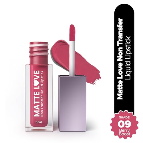 Image of Hilary Rhoda Matte Love Non Transfer Liquid Lipstick | Lightweight & Matte Finish | Waterproof Lipstick for Women | Long Lasting & Non-Drying Lipstick | 5ml (Berry Boost - Shade 09)