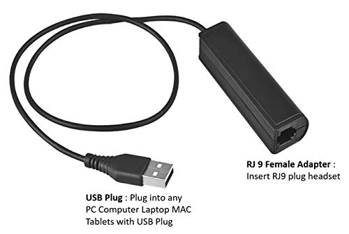 Rj9 Plug To Usb Headset Adapter Compatible With Plantronics Jabra Sennheiser Wireless Dect Headsets For Use With Computers Pc Laptop Mac Tablet Window Softphones Devices #TOP2