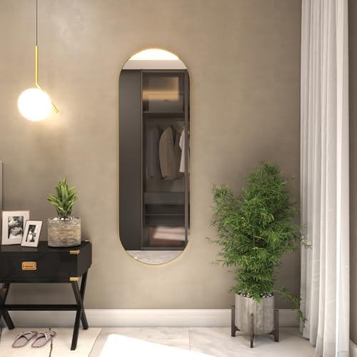 Espelho Oval 110x50 Grande Corpo Inteiro Com Moldura(BASE RETA GELO)
