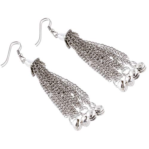 Image of Yellow Chimes Stylish Crafted Lotus Theme Silver Necklace Set with Earrings Oxidized Jewellery Sets for Women and Girls
