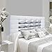 Cabecero de Cama Blanco Plata 70 cm.de Alto-Mod. Florida Costura Vista y Botones-Cabecero Tapizado en Polipiel para Niños, Juvenil, Matrimonio-Cabezal de Colgar. (Blanco-Plata, 105x70)