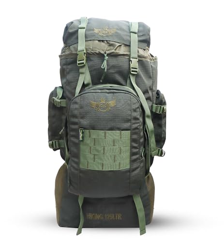 Azad Army Rucksack Bags for Travelling Hiking, Extra Spacious, One in two, detachabale small backpack (Mid Green)