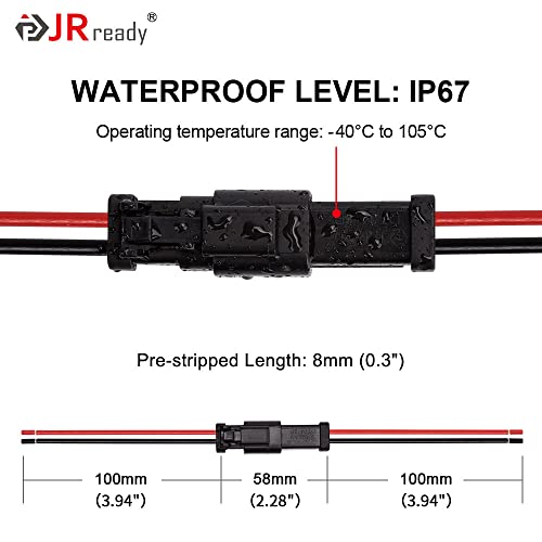 Jrready 6 Sets 2 Pin Dt Pigtail Deutsch Connector Kit With 16# Contacts, Car Waterproof Wire Connectors With 24Pcs Butt Connector, 14Awg Thicker Wire Harness Connector (St9020) #TOP1