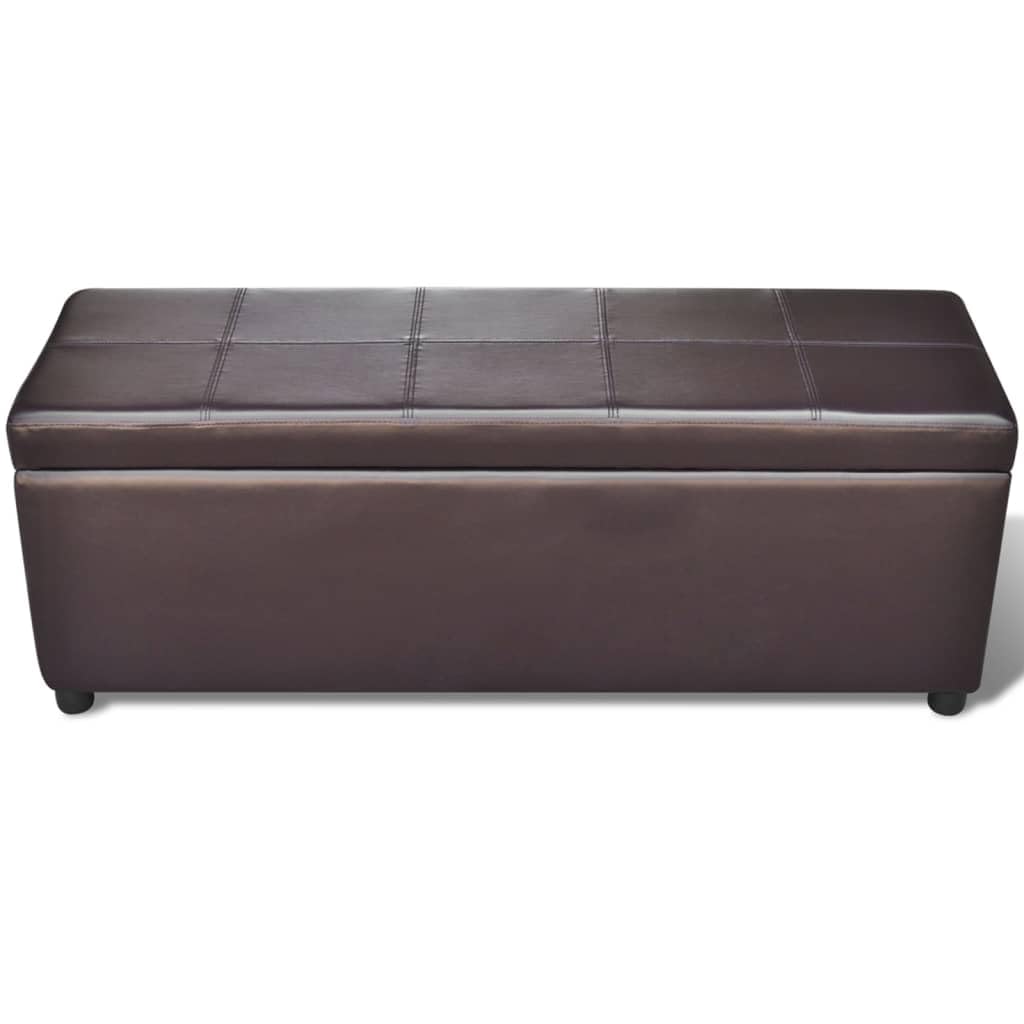 Baúl de madera con cojín de asiento, 116 x 39 x 44 cm, marrón, 100% PVC, taburete con espacio de almacenamiento, banco acolchado con baúl grande, aspecto vintage para pasillo, salón