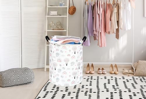 Image of Large Laundry Basket Canvas Storage Bins Baby Nursery Hamper for Boys and Girls Toy Box Gift Baskets for Home,Office,Home Decor