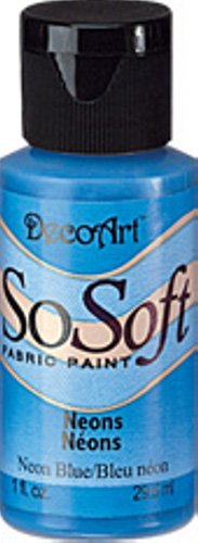 Neon Blue 1oz Bottle So-Soft Fabric Paint By Deco Art
