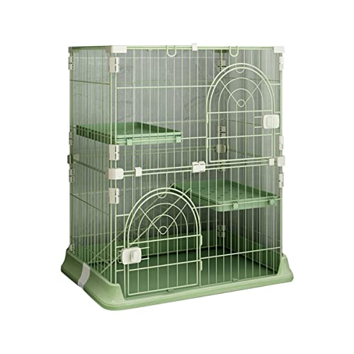 猫ケージ 猫ケージトレー付きグリーン 猫ケージ3段 キャットケージ スリム 大型 多頭飼い ステップ付き 組立簡単 スチール製 引き出しトレーのサムネイル
