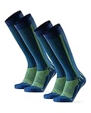 DANISH ENDURANCE Calze Compressione Graduata Uomo Donna 21-26 mmhg, Recupero, Viaggi, Sport, 2 Paia, Blu/Giallo Fluo, 43-47