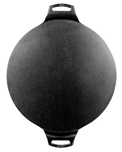 Lodge seasoned cast iron pizza pan with handles