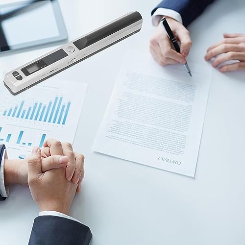 Image of 300DPI 600DPI 900DPI Portable Scanner, USB2.0 Handheld Business Scanning Equipment, for Photo A4 Document Picture Receipts Books JPG PDF Format (Silver)