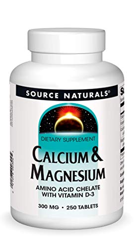 Source Naturals Calcium & Magnesium Dietary Supplement - Amino Acid Chelate with Vitamin D-3 - 250 Tablets