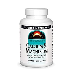 Source Naturals Calcium & Magnesium, Amino Acid Complex with Vitamin D-3, 300 MG – 250 Tablets