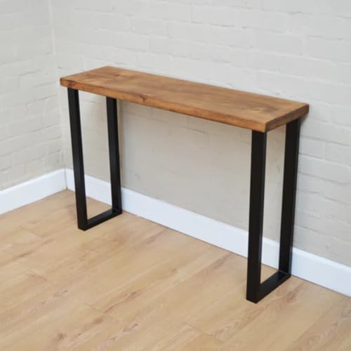 Image of Solid Sheesham Wood Console Table - 70W x 23D x 88H cm | Industrial Modern Design for Bedroom, Living Room, Entryway | 30mm Thick Tabletop | Decorative & Functional